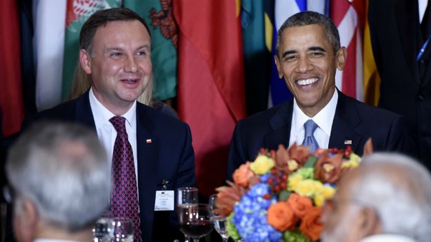 Prezydent Andrzej Duda z prezydentem USA Barackiem Obamą