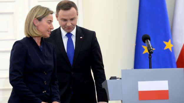 Federica Mogherini oraz prezydent Andrzej Duda