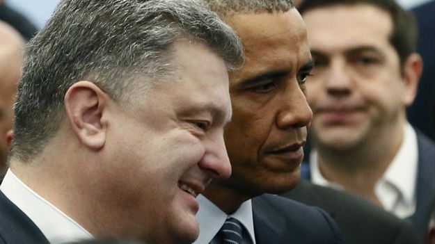 Prezydent Ukrainy Petro Poroszenko i Prezydent USA Barack Obama