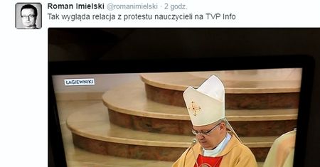 Burza na Twitterze. Czy TVP Info słusznie pokazała uroczystość intronizacji zamiast manifestacji nauczycieli?