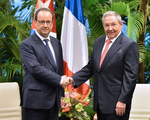 Prezydent Francji Francois Hollande spotkał się z braćmi Castro