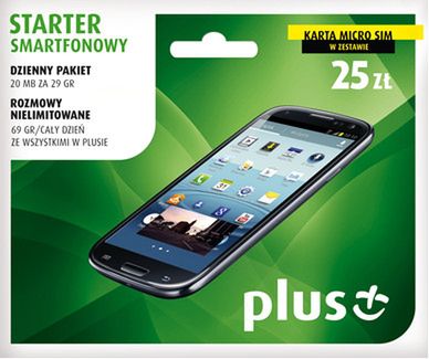Starter Smartfonowy 25 zł w Plus na Kartę