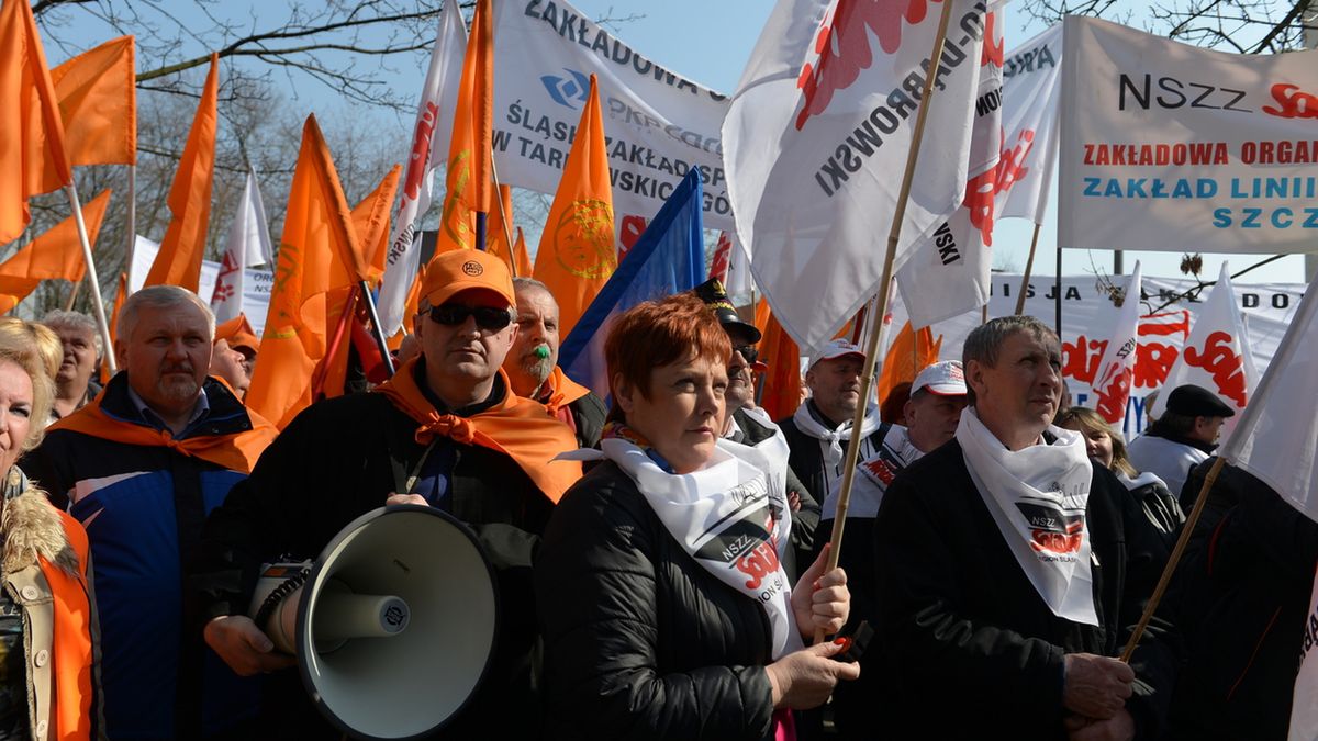 24.03.2015, Warszawa. Protest kolejarzy