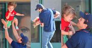 Troskliwy Ashton Kutcher podrzuca rocznego synka w powietrze (FOTO)