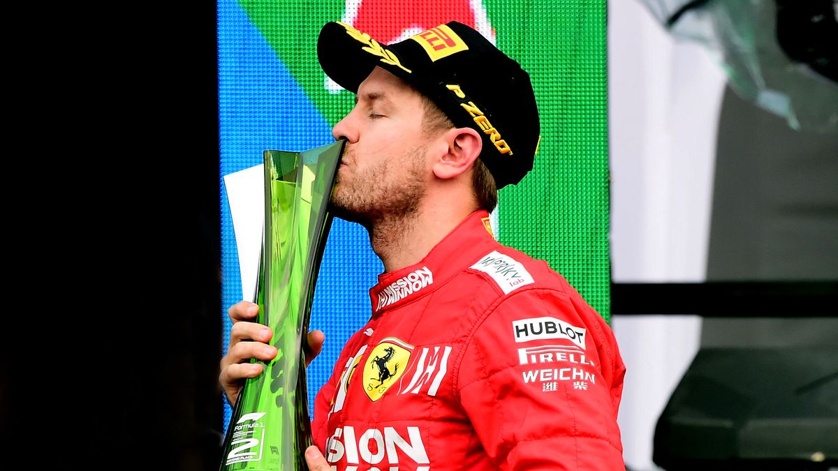 Materiały prasowe / Ferrari / Na zdjęciu: Sebastian Vettel na podium GP Meksyku