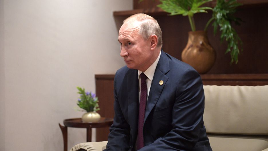 BRASILIA, BRAZIL - NOVEMBER 14, 2019: Russia's President Vladimir Putin during a meeting with priest Francisco de Assis da Cruz Feitosa of the Church of Our Lady the Odigitria. Alexei Druzhinin/Russian Presidential Press and Information Office/TASS (Photo by Alexei Druzhinin\TASS via Getty Images)