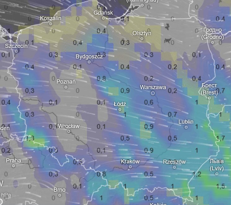 Opady deszczu 30 października