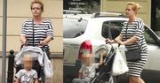 Zmęczona Widawska na spacerze z synem