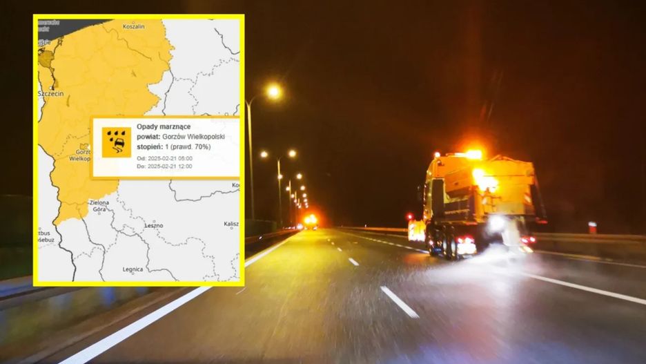 Marznące opady i gołoledź na drogach.