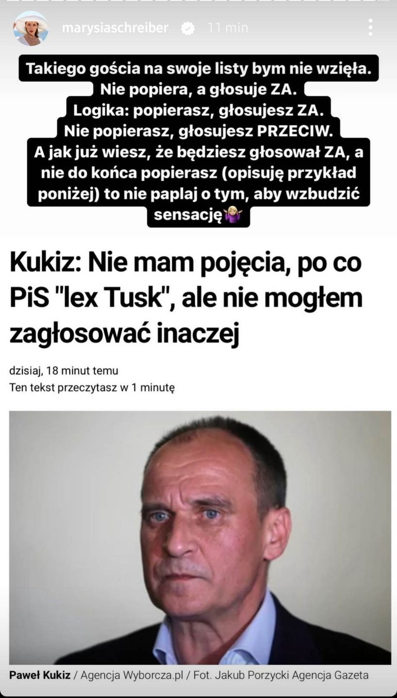 Marianna Schreiber o Pawle Kukizie