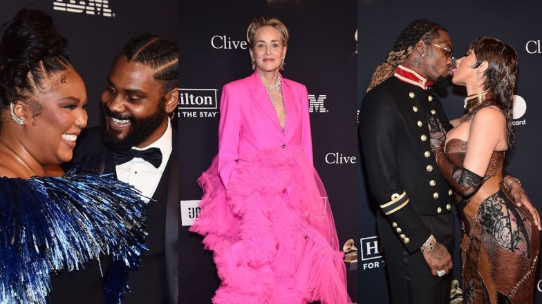 Czar par na gali przed rozdaniem Grammy: zjawiskowa Sharon Stone, Lizzo z nowym facetem, język Cardi B w ustach Offseta (ZDJĘCIA)