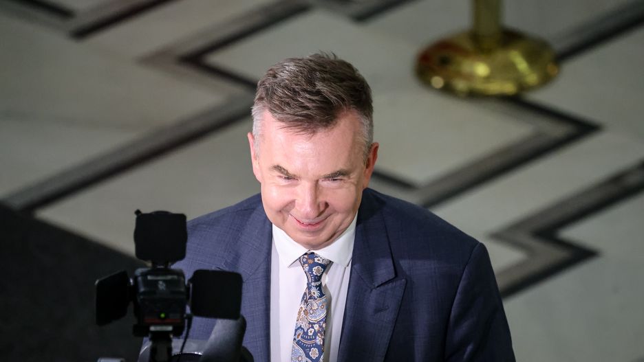 WARSAW, POLAND - 2024/04/24: Dariusz Wieczorek, Minister of Science attends the 10th session of Polish Parliament in the Parliament building on Wiejska Street. The parliament discusses controversial issues of the rule of law. (Photo by Dominika Zarzycka/SOPA Images/LightRocket via Getty Images)