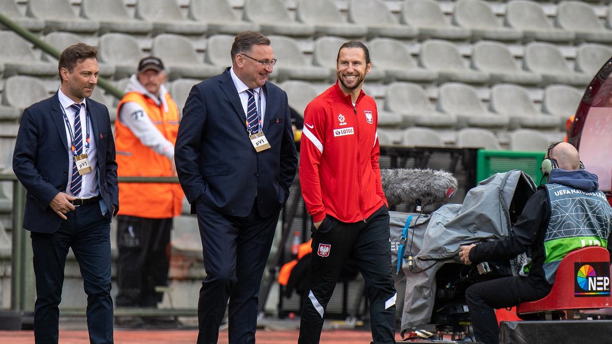 Grzegorz Krychowiak i Czesław Michniewicz(z przodu)