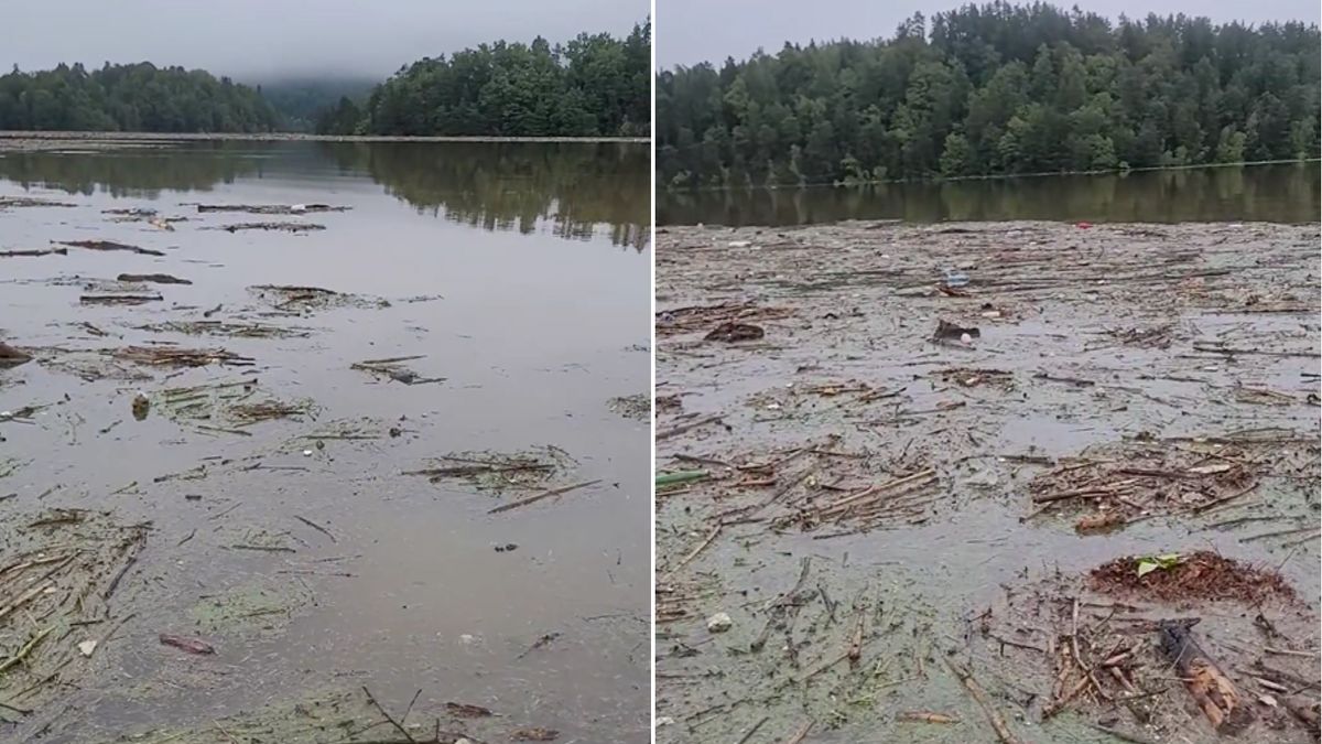 Facebook / /tomaszczaplickifreestylekayaker / Na zdjęciu: śmieci na Jeziorze Pilchowickim