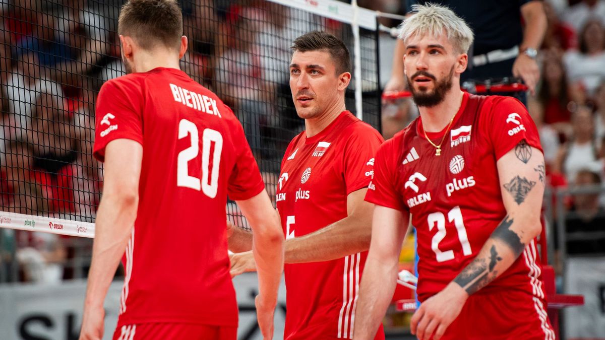 Getty Images / Mateusz Słodkowski / Na zdjęciu: Mateusz Bieniek, Łukasz Kaczmarek i Tomasz Fornal