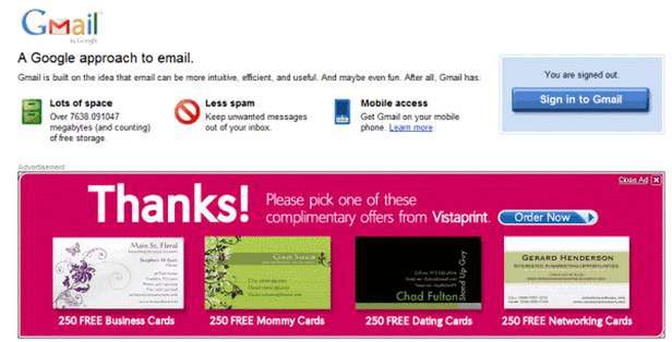 Reklama widoczna po wylogowaniu z Gmaila (Fot. GoogleSystem.Blogspot.com)
