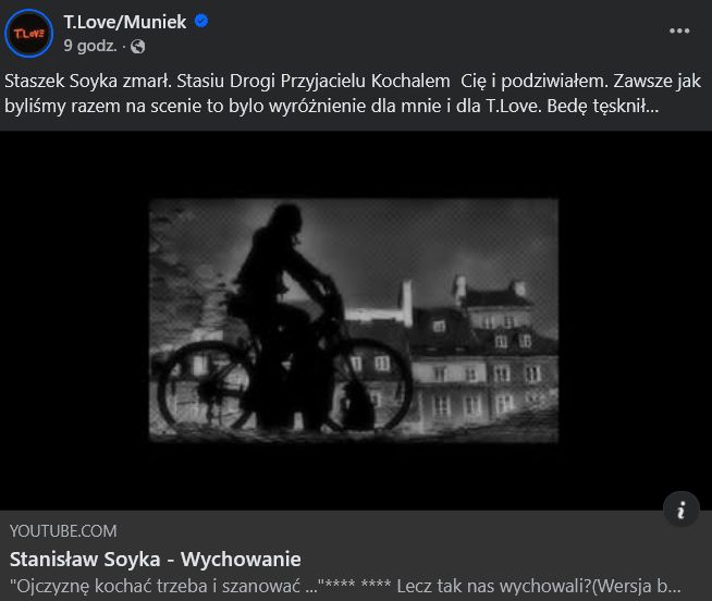 Muniek Staszczyk żegna Stanisława Soykę