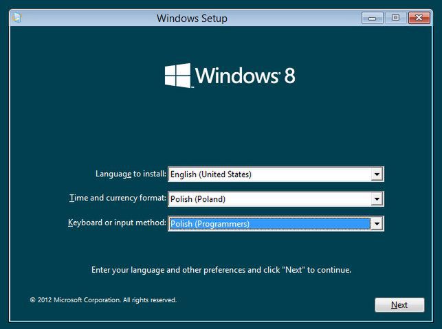 Instalacjia Windows Sied... to znaczy Osiem
