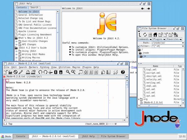 Interfejs użytkownika (screen z jnode.org)