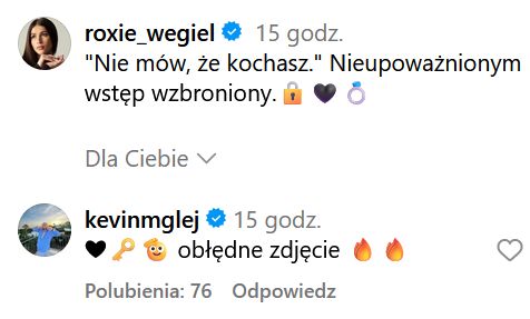 Kevin Mglej reaguje na zdjęcie Roksany Węgiel