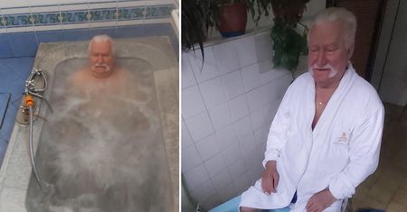 Lech Wałęsa w wannie. Były prezydent pokazał za dużo?