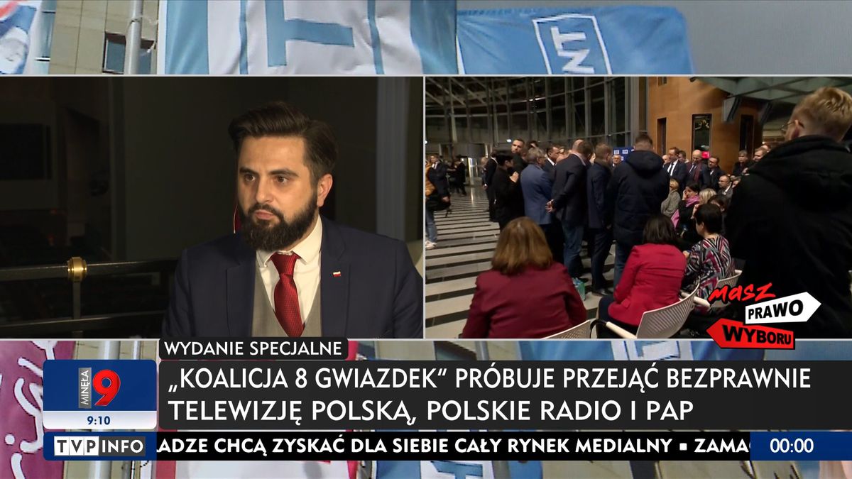 Oburzenie w TVP Info. Czarne paski i "koalicja 8 gwiazdek" 