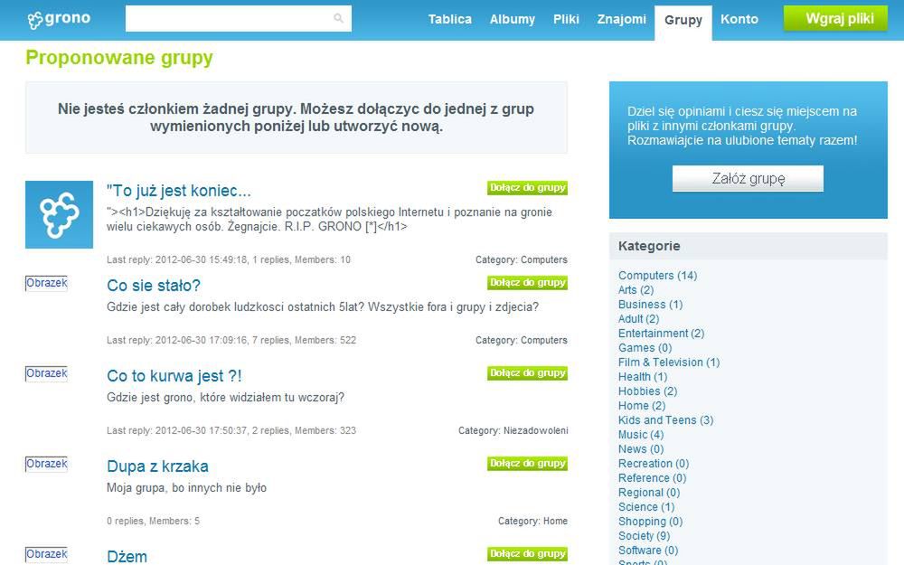 Co się stało z Grono.net? Nowy adres i hosting plików zamiast społeczności 3