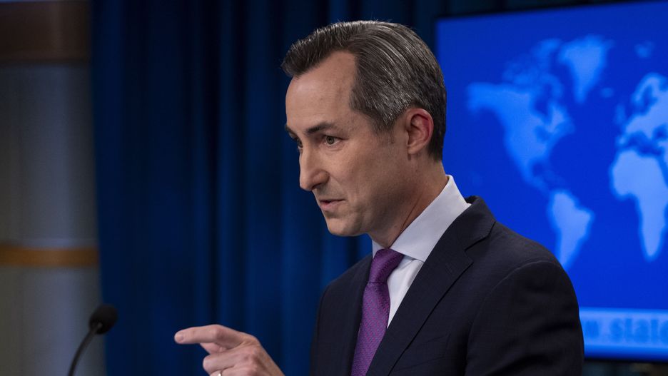 WASHINGTON D.C., UNITED STATES - JULY 17: U.S. State Department Spokesperson Matthew Miller speaks during a press briefing at the State Department in Washington, DC, United States on July 17, 2024. (Photo by Mostafa Bassim/Anadolu via Getty Images)