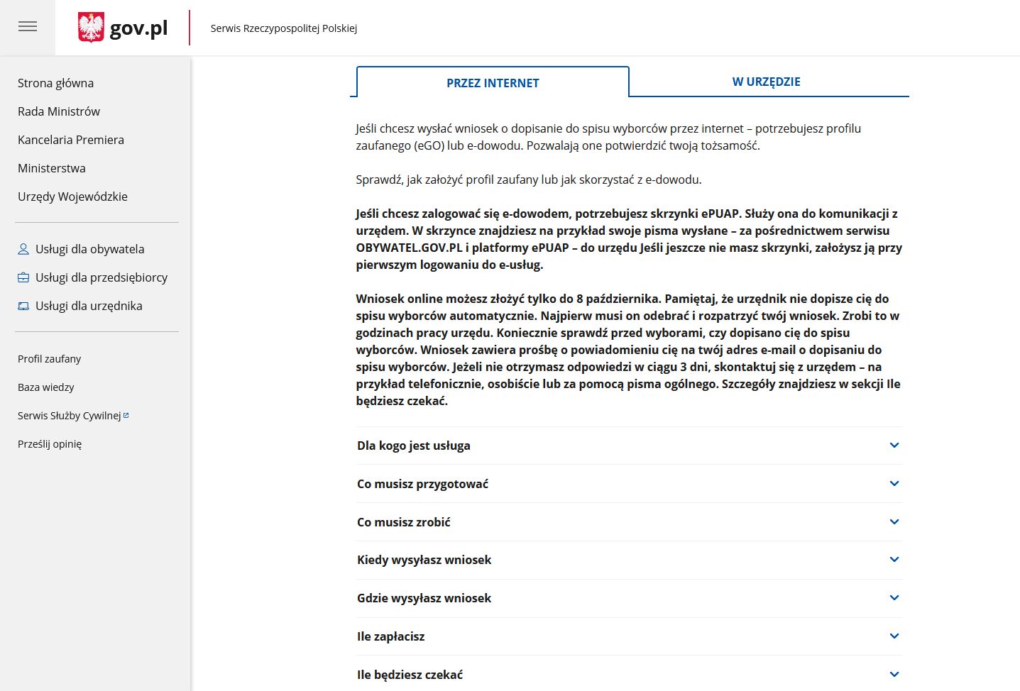 Już dziś można się dopisać do listy wyborców online