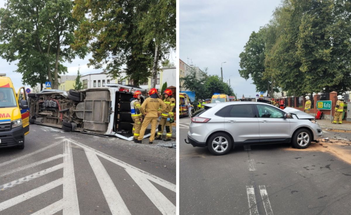 wypadek, zderzenie, autobus Autobus zderzył się z osobówką. 11 osób rannych