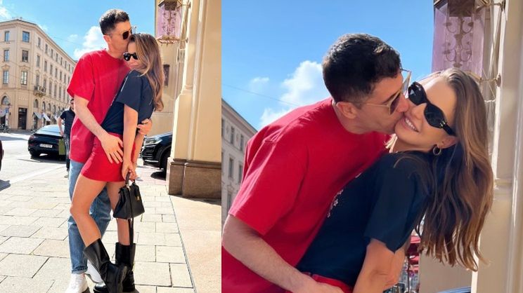 Całuśni Robert i Anna Lewandowscy obejmują się, pozując do instagramowych fotek
