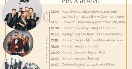 Dożynki Powiatowe Czemierniki 2021. Wystąpią: Beata i Bajm, Jorrgus, Kultowi