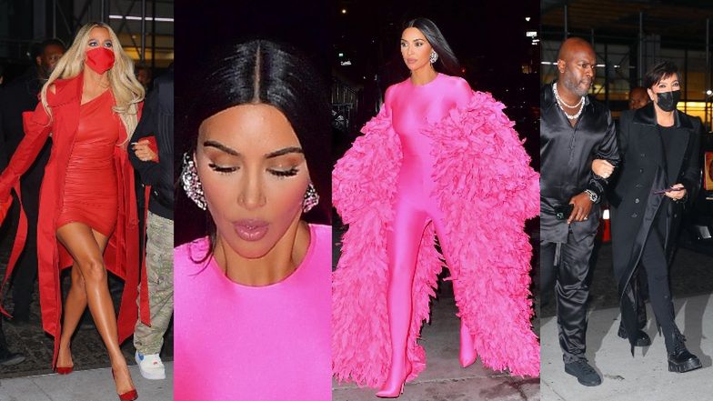 Kim Kardashian przebrana za RÓŻOWEGO PTAKA z "Ulicy Sezamkowej" zmierza na afer po SNL wraz z rodzinką