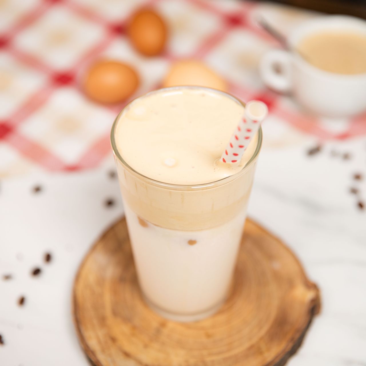 Iced coffee with foam