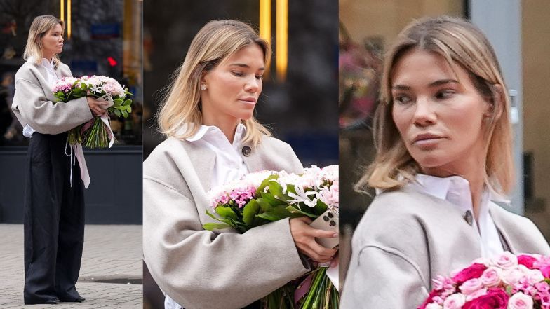 Maja Bohosiewicz przemierza warszawskie ulice z naręczem kwiatów i wsiada do mercedesa za ponad 1,5 miliona złotych (ZDJĘCIA)