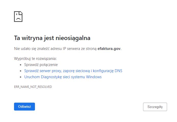 Portal eFaktura.gov nie działa