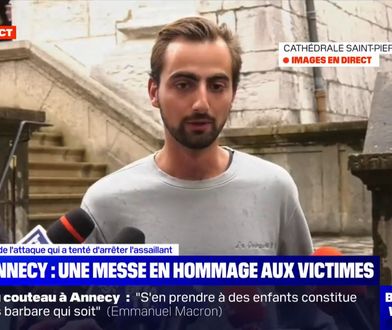 Plecakiem w nożownika. Bohater Francuzów spotkał się z Macronem