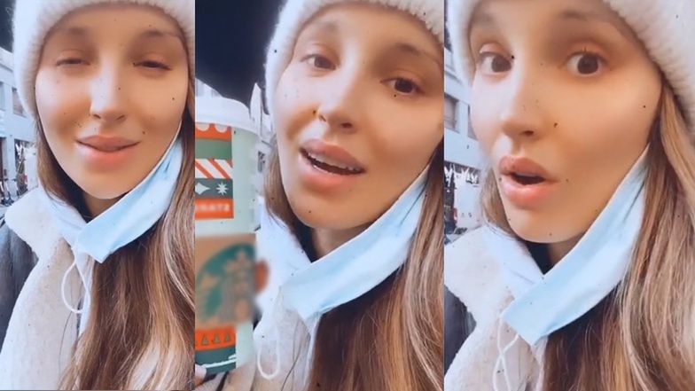 Marina popija kawę z sieciówki