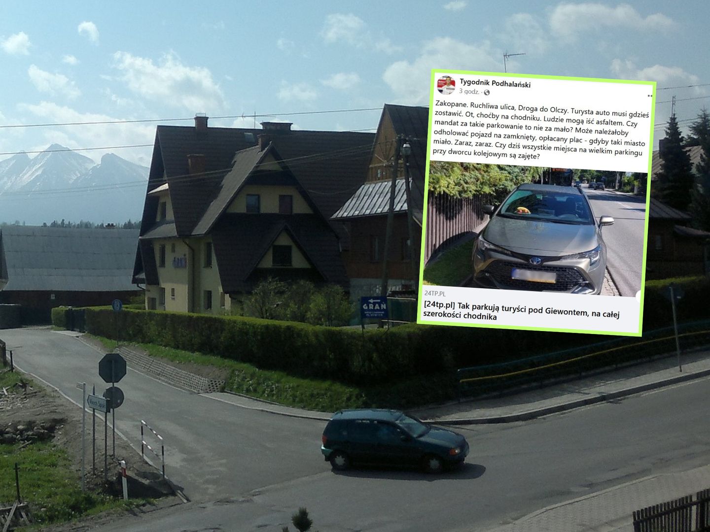  Turysta zaparkował auto na chodniku. Piesi nie mieli jak przejść