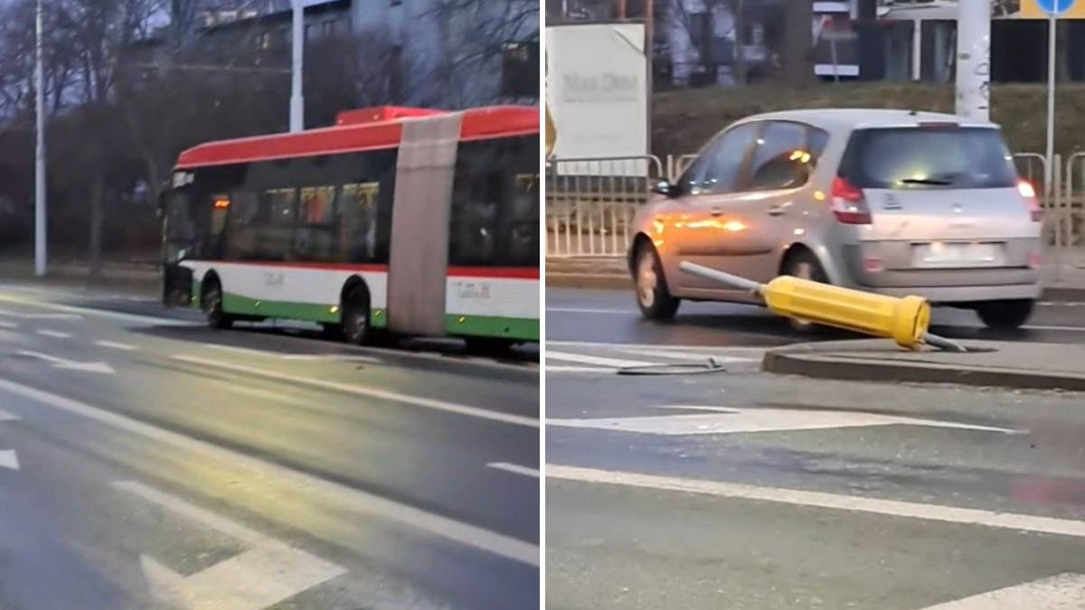 Trolejbus wjechał w słupek przeszkodowy na ul. Droga Męczenników Majdanka