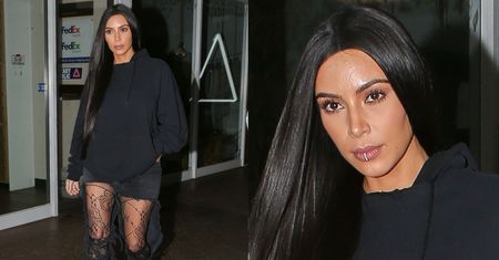 Kim Kardashian "ratuje małżeństwo" w koronkowych rajstopach (ZDJĘCIA)