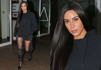 Kim Kardashian "ratuje małżeństwo" w koronkowych rajstopach (ZDJĘCIA)