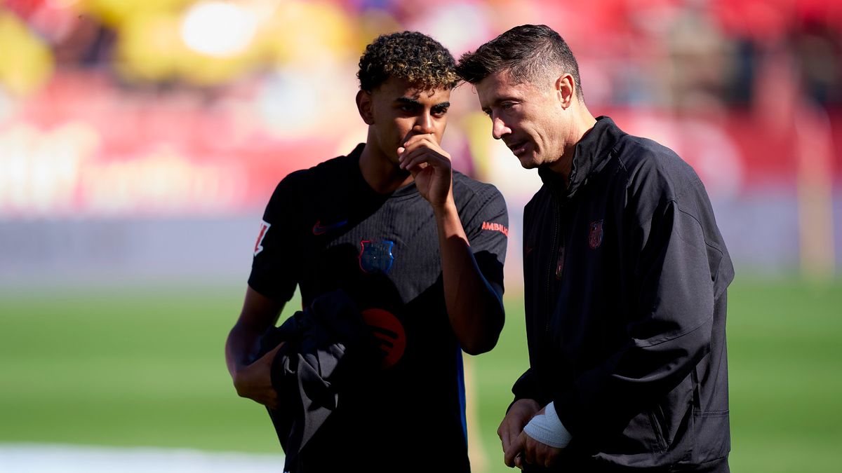 Getty Images / Pedro Salado / Na zdjęciu: Lamine Yamal i Robert Lewandowski