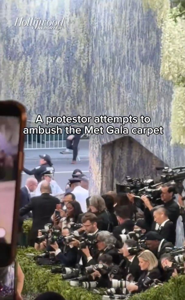 Zatrzymanie protestującego na terenie Met Gali