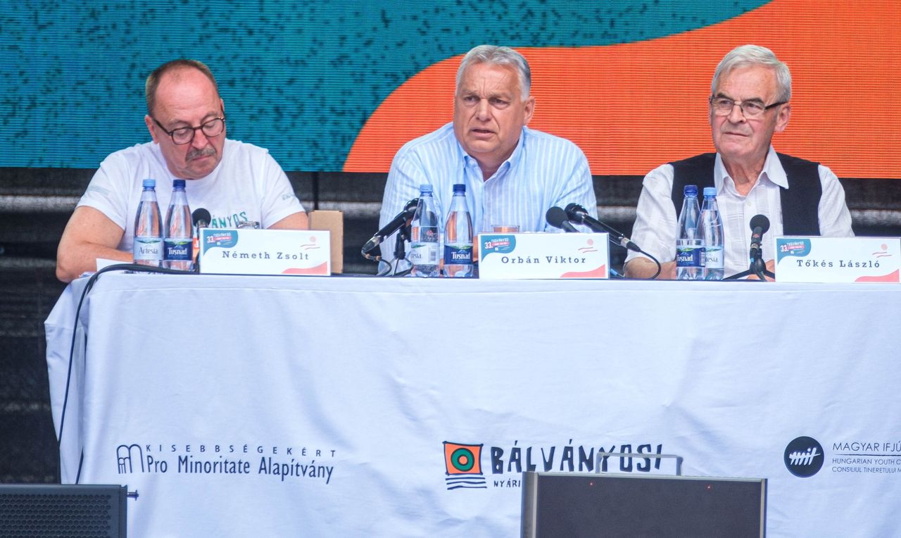 Viktor Orban during a meeting at the Free Tusványos University in Romania