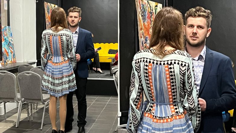 Antoni Królikowski i Izabela na wernisażu 