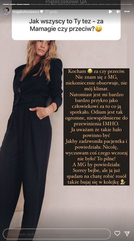 Maja Bohosiewicz komentuje aferę wokół Mamy Ginekolog