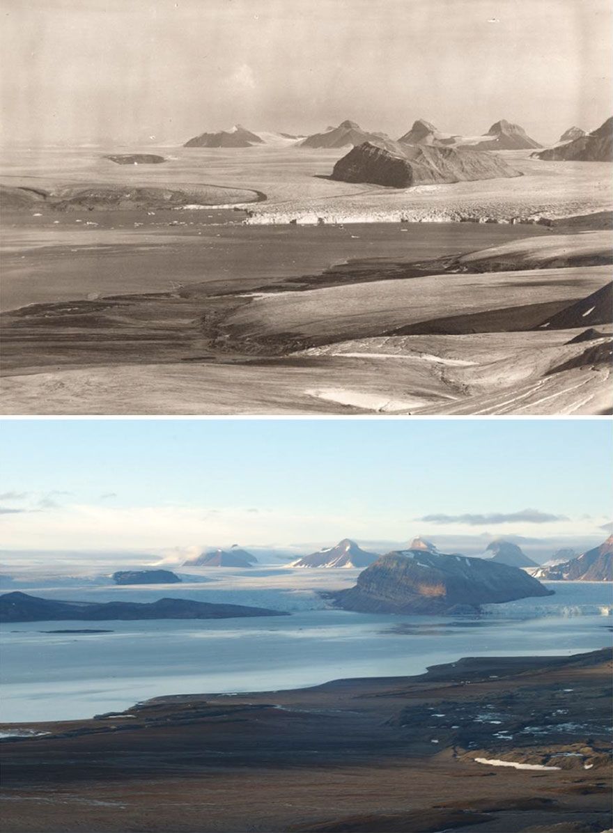 Zdjęcia norweskich lodowców zrobione z odstępem 100 lat pokazują wielkie zmiany klimatyczne 5