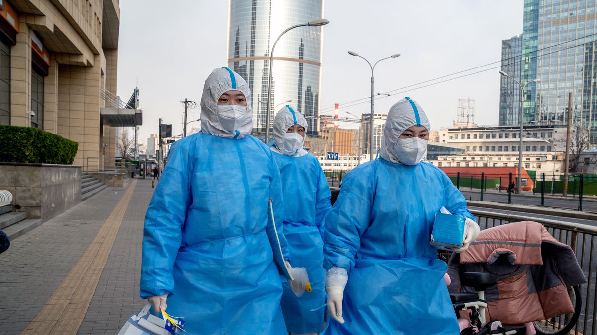 Covid Infections Persist in Beijing as Policy Pushback Grows
Workers in protective gear in Beijing, China, on Monday, Nov. 28, 2022. Covid-19 cases in China's capital remain elevated, after almost doubling at the weekend, as opposition to the governments hardcore containment regime explodes onto the streets. Source: Bloomberg
Bloomberg
east asian, chinese, ppe, coronavirus2022, communicable diseases, viral, covid 19, pandemic, covid19, personal protective equipment, disease, illness, infectious diseases, bric countries, china, health