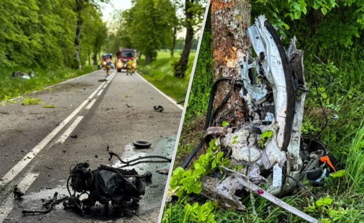 Auto rozpadało się na dwie części. Tragiczny wypadek koło Węgorzewa